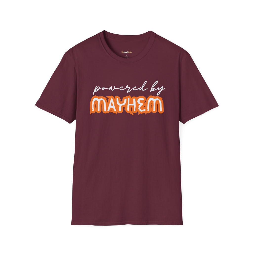 “Powered by Mayhem” Adult Tee (Pairs with "Mayhem" Youth Tee)