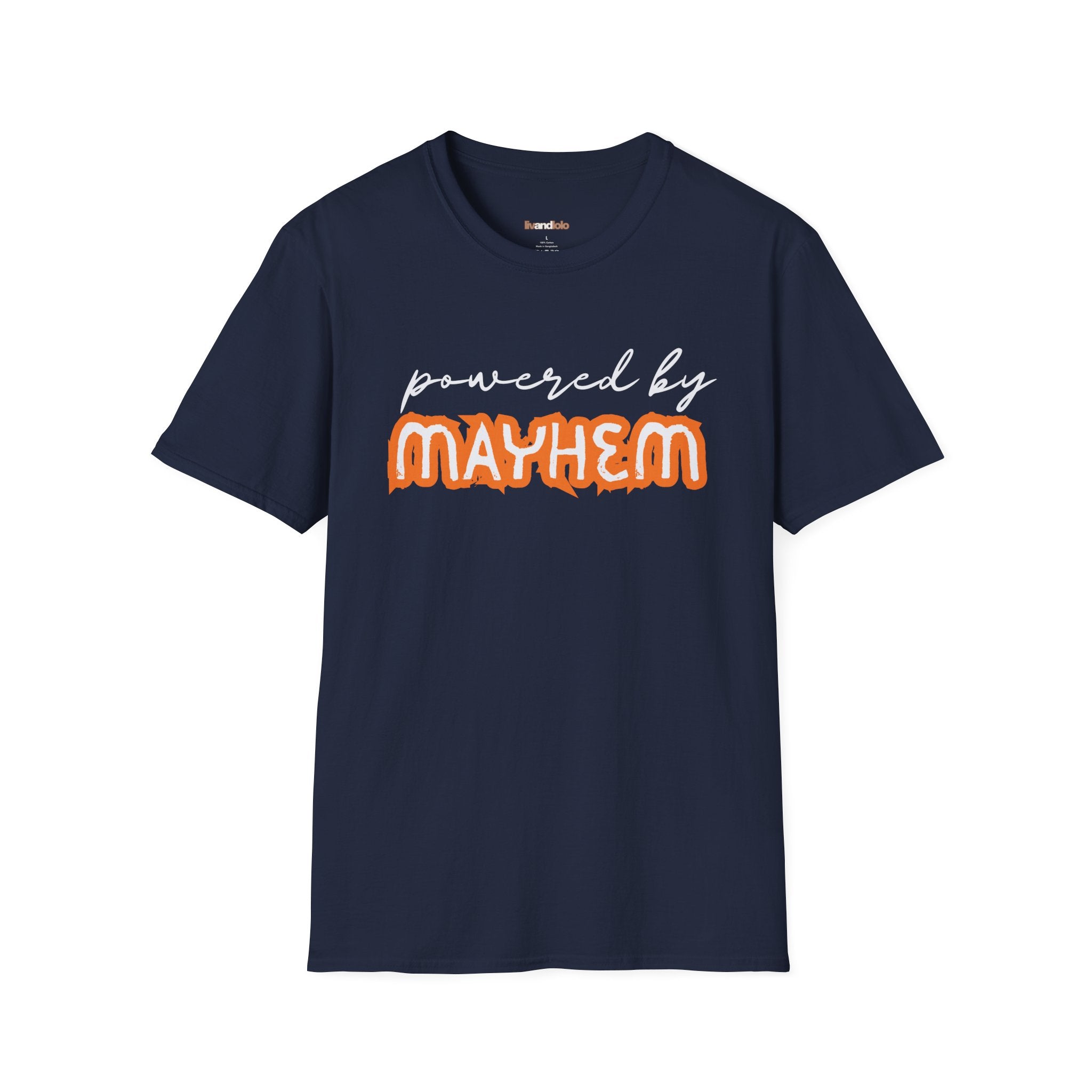 “Powered by Mayhem” Adult Tee (Pairs with "Mayhem" Youth Tee)