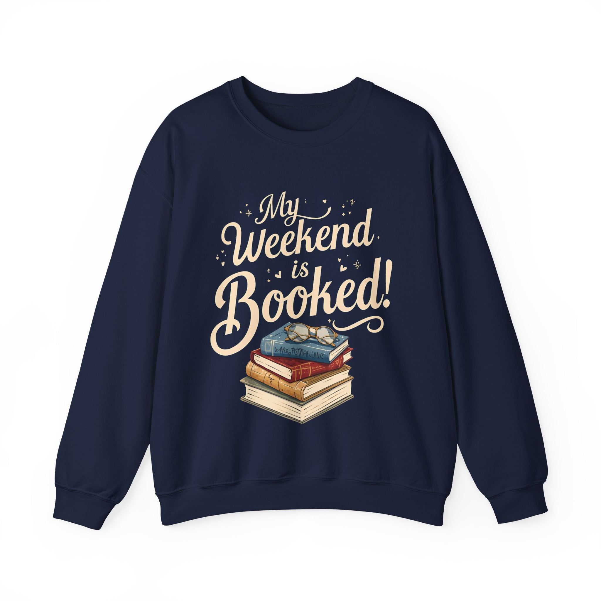Book Lover Sweatshirt – “My Weekend Is Booked!” Cozy Reading Crewneck