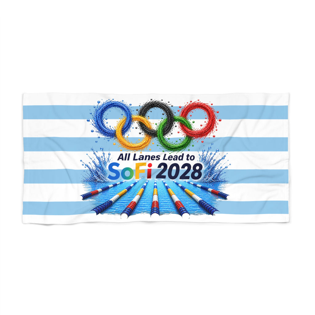 All Lanes Lead to SoFi 2028 Striped Sports Towel