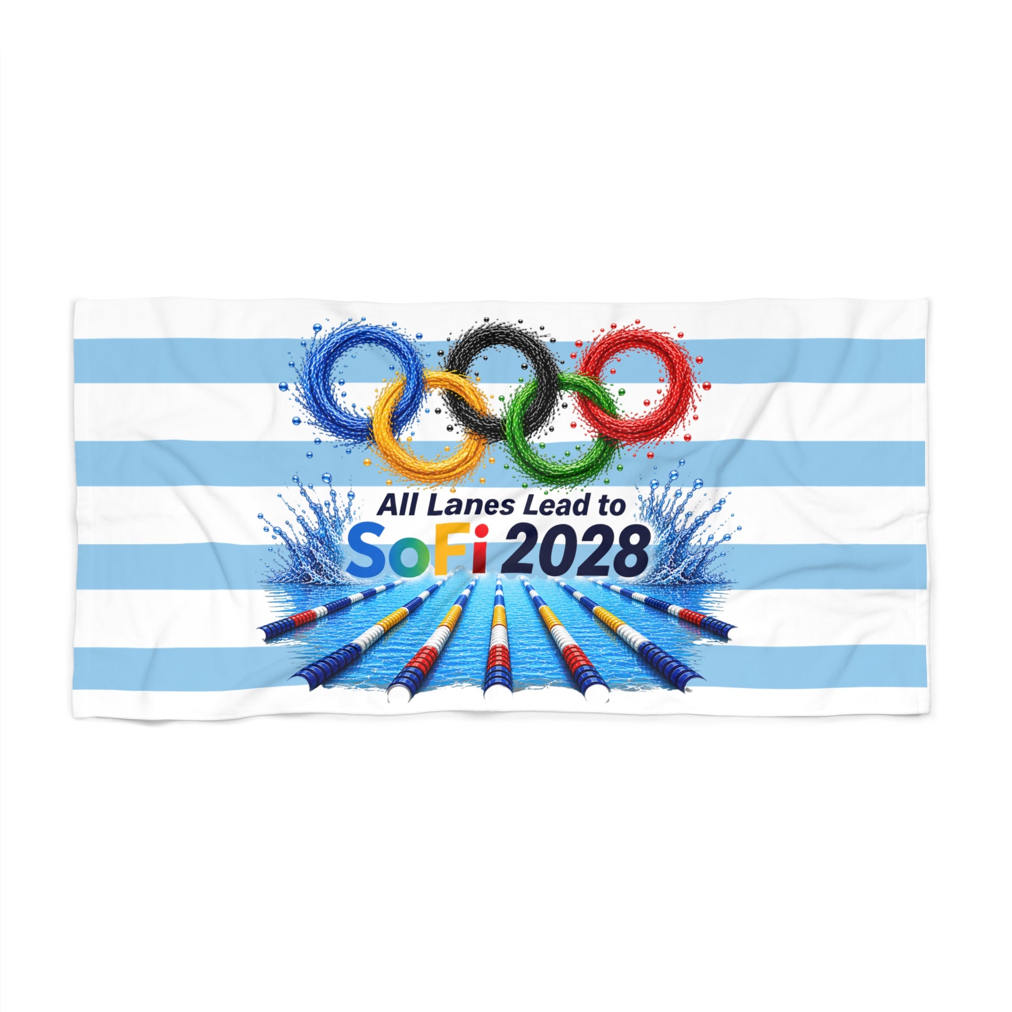 All Lanes Lead to SoFi 2028 Striped Sports Towel