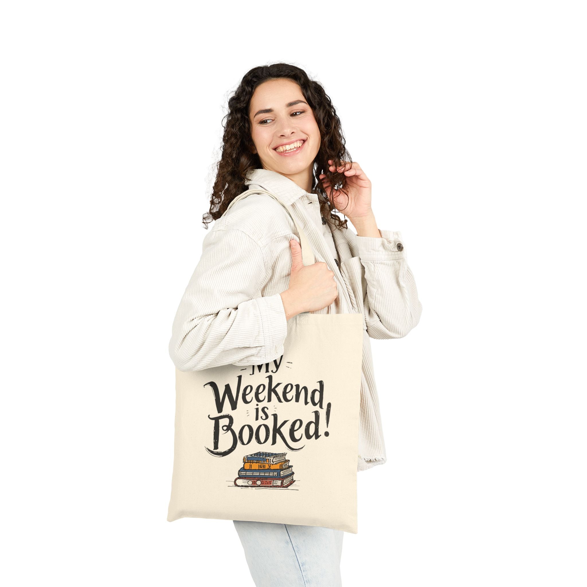 "My Weekend Is Booked" Book Lovers Canvas Tote