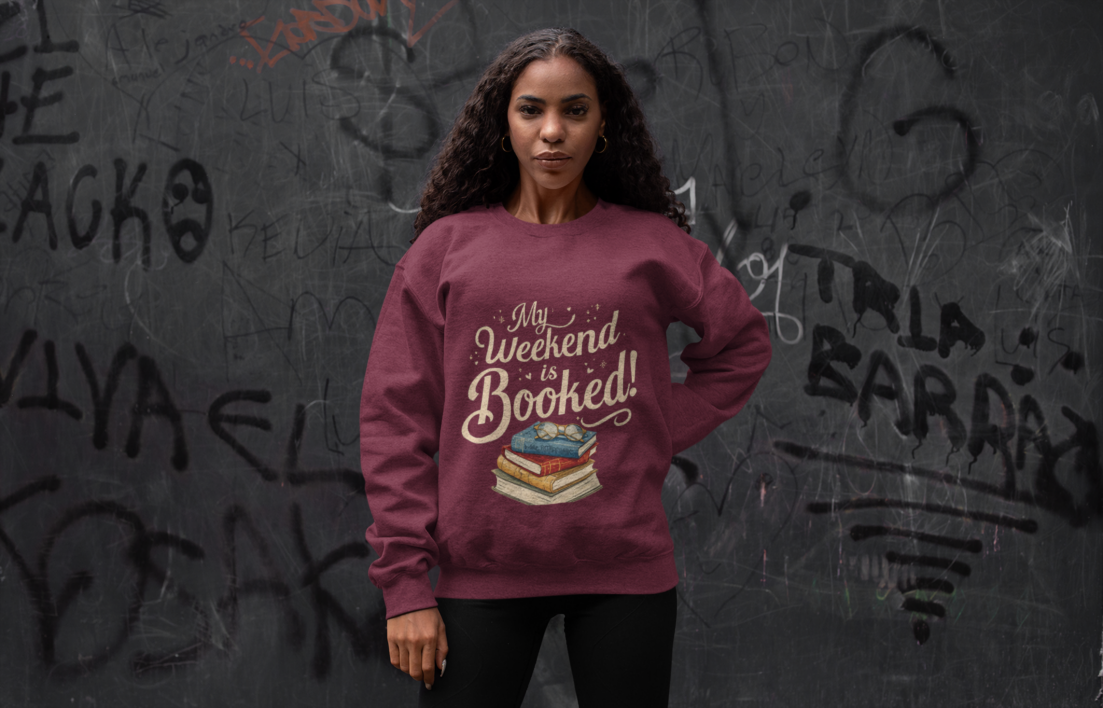 Book Lover Sweatshirt – “My Weekend Is Booked!” Cozy Reading Crewneck