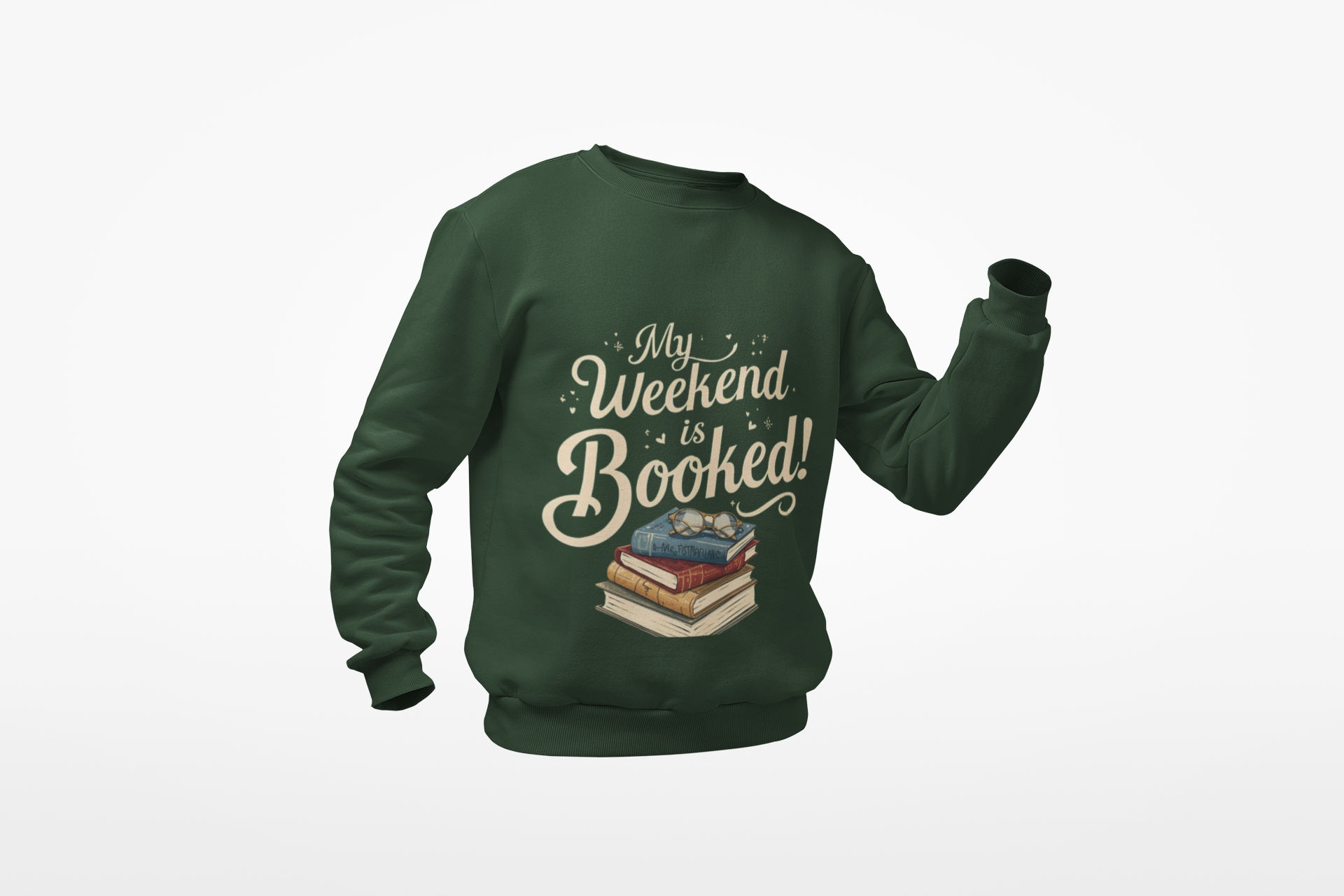 Book Lover Sweatshirt – “My Weekend Is Booked!” Cozy Reading Crewneck