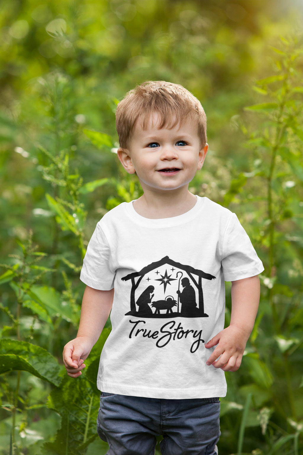 Kids Tee — 'True Story' Nativity Scene Christmas Shirt
