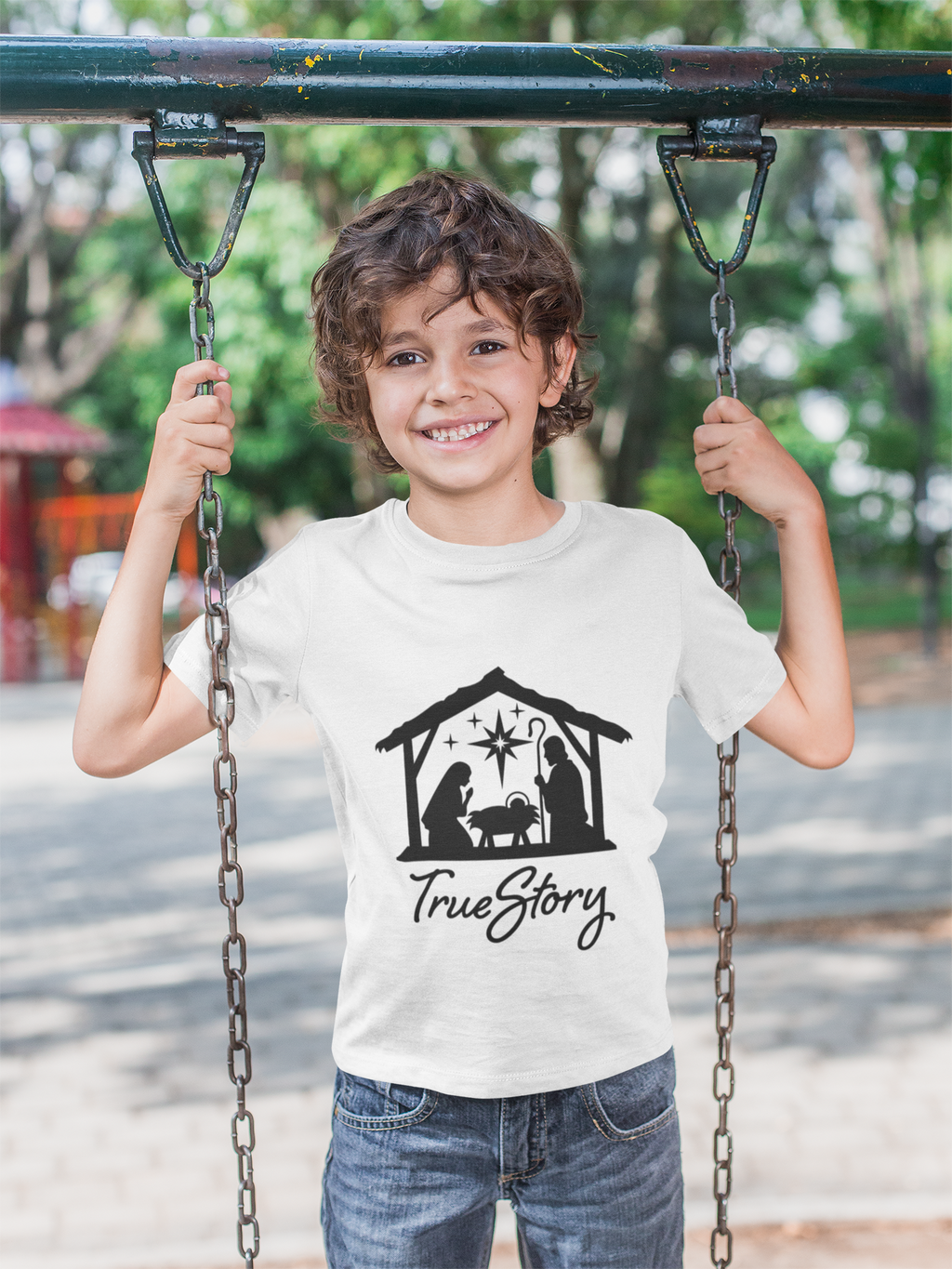 Kids Tee — 'True Story' Nativity Scene Christmas Shirt