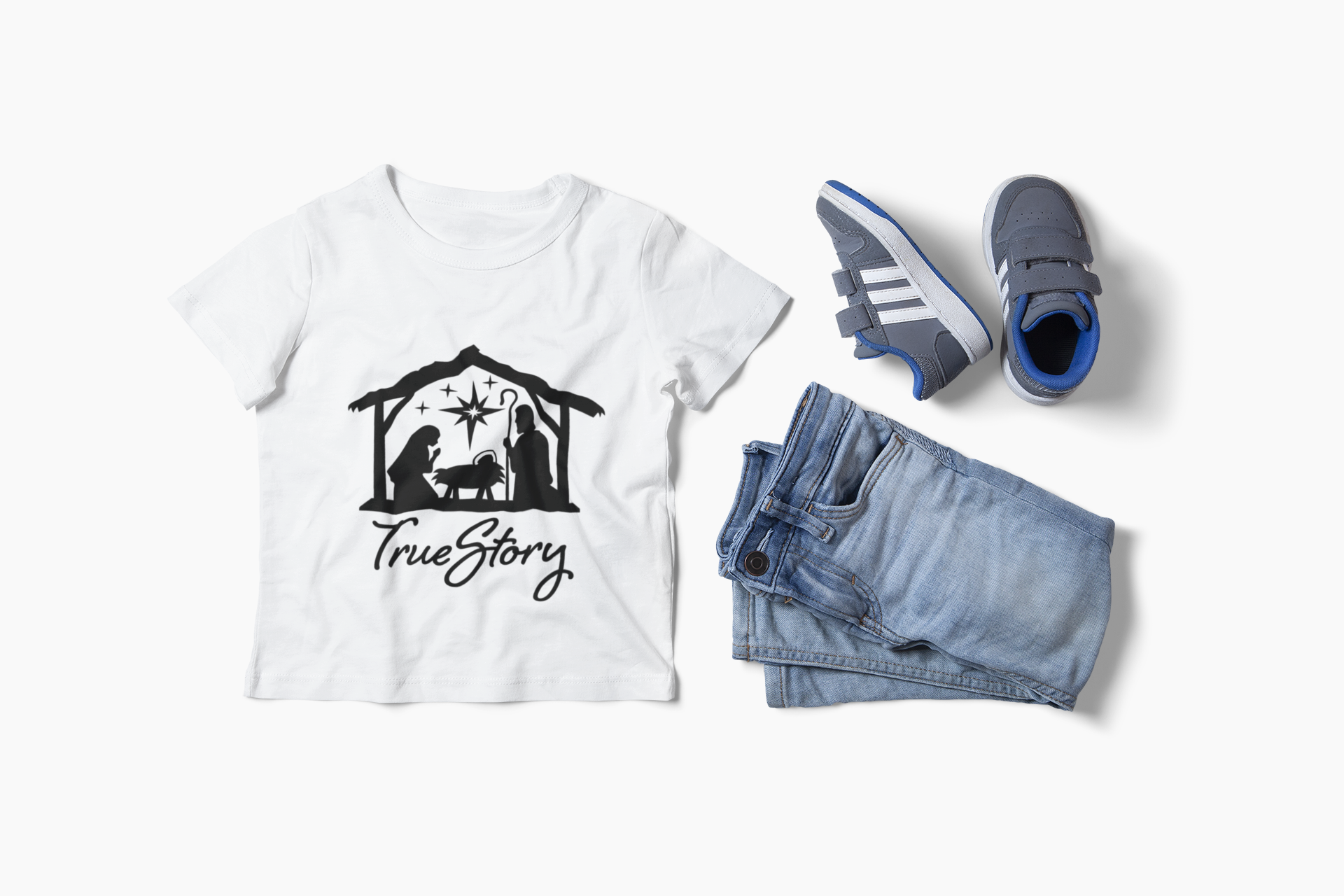 Kids Tee — 'True Story' Nativity Scene Christmas Shirt