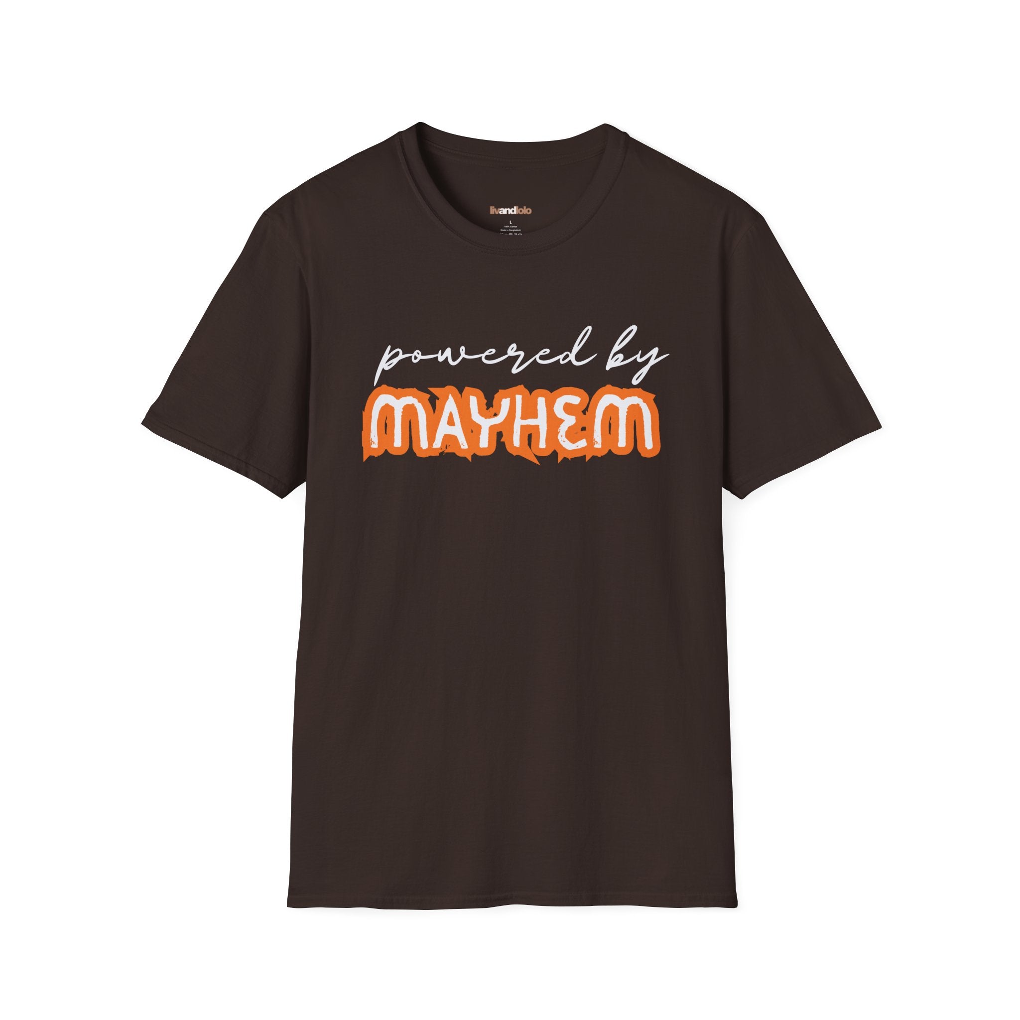“Powered by Mayhem” Adult Tee (Pairs with "Mayhem" Youth Tee)