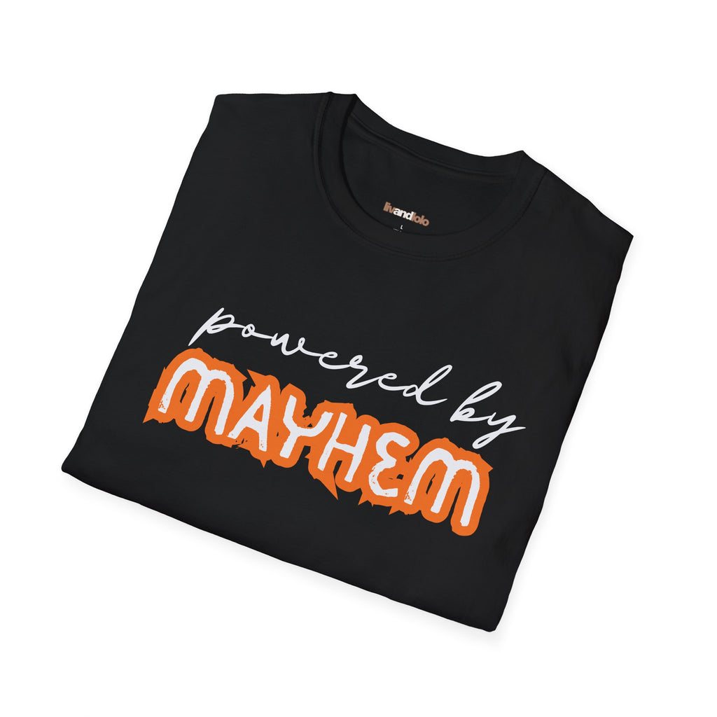 “Powered by Mayhem” Adult Tee (Pairs with "Mayhem" Youth Tee)