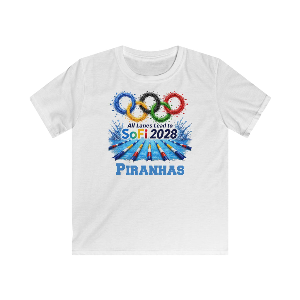Youth Tee — ‘All Lanes Lead to SoFi 2028’ Olympic Rings Pool Design