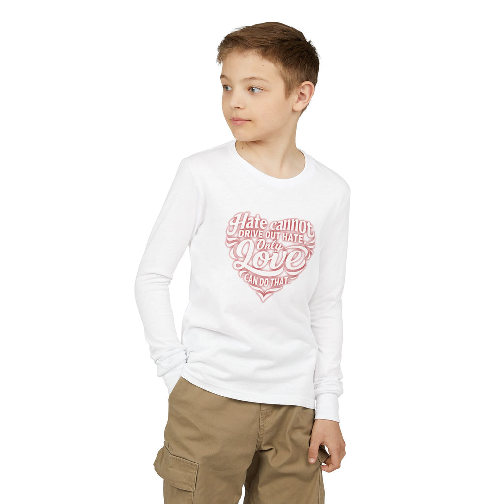Youth Long Sleeve Tee — 'Love Can Do That' Heart Graphic